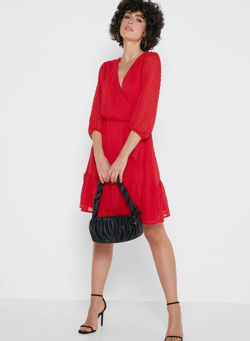 Jacqueline de Yong Side Tie Wrap Dress