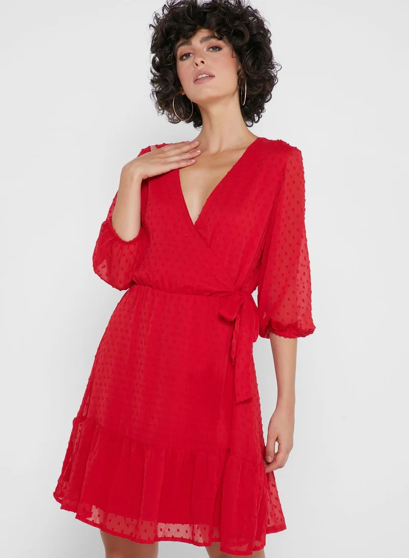Jacqueline de Yong Side Tie Wrap Dress