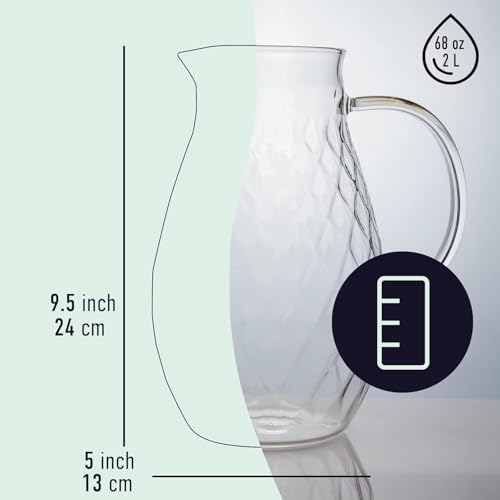PJCKitchen Glass Pitcher with Lid and Spout - 2 Liter / 68 oz, Borosilicate Glass w/Handle - Carafe for Hot/Cold Beverages - Water Jug - Iced Tea Pitcher - Juice Server - by PJC-Kitchen - Image 2