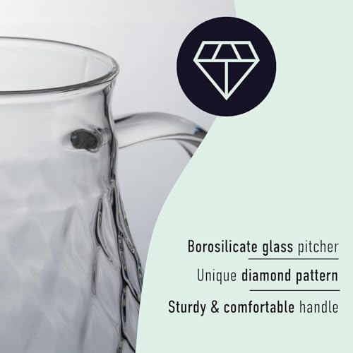 PJCKitchen Glass Pitcher with Lid and Spout - 2 Liter / 68 oz, Borosilicate Glass w/Handle - Carafe for Hot/Cold Beverages - Water Jug - Iced Tea Pitcher - Juice Server - by PJC-Kitchen - Image 3