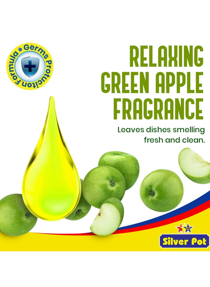 Silver Pot Dishwashing Liquid 2 X 1L – Ultra Concentrated Formula with Refreshing Green Apple Scent,Tough on grease, gentle on hands, perfect for daily use - Image 5