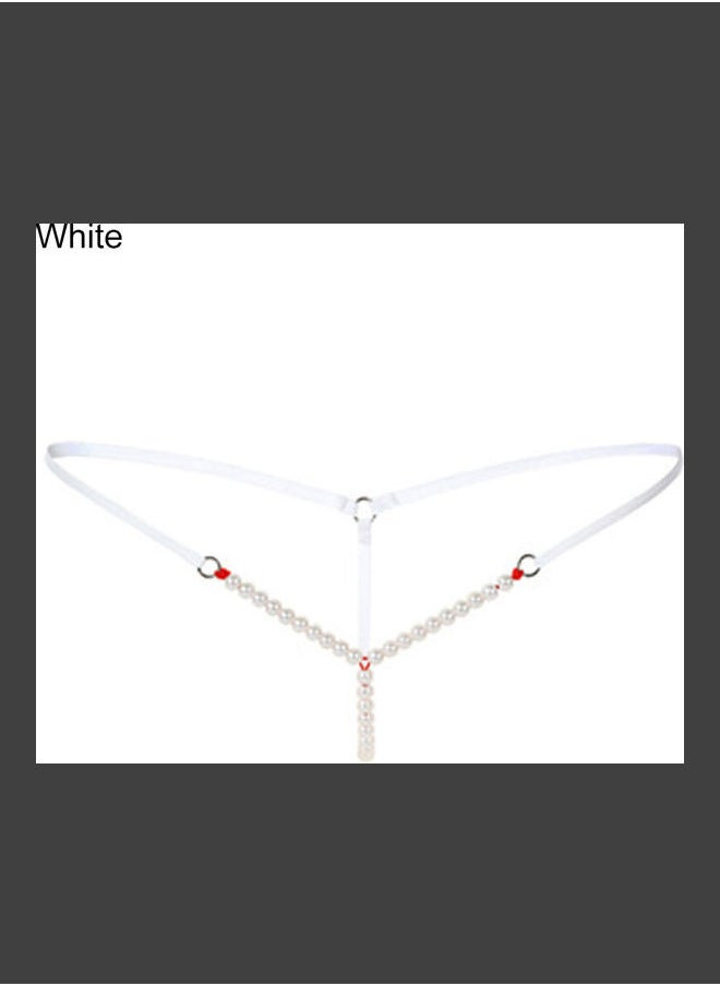 STAUD - Lady Crotchless Faux Pearls String G-string Briefs Underwear Underpants White - Image 1