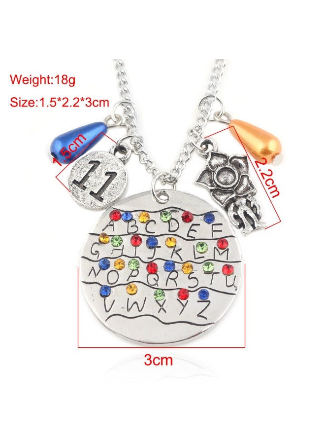 2PCS أشياء غريبة قلادة وأسوار رقيقة موضوعية سحر مجوهرات الأبجدية ضوء هالوين مجوهرات كوسبلاي للنساء والرجال - Image 4