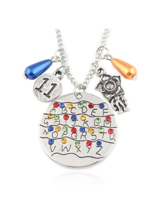 2PCS أشياء غريبة قلادة وأسوار رقيقة موضوعية سحر مجوهرات الأبجدية ضوء هالوين مجوهرات كوسبلاي للنساء والرجال - Image 3