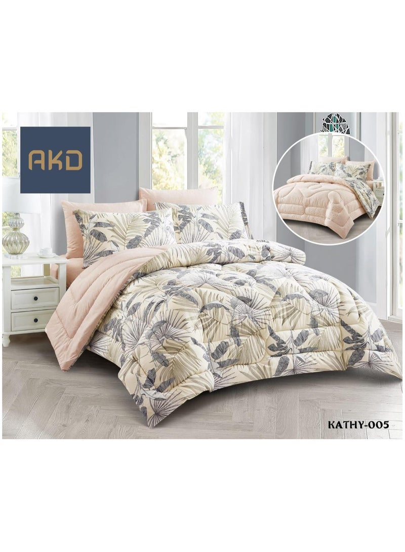 King size bed sheet set, comfortable and soft microfiber material, 6 pieces, double bed sheet, quilt size 220 x 240 cm