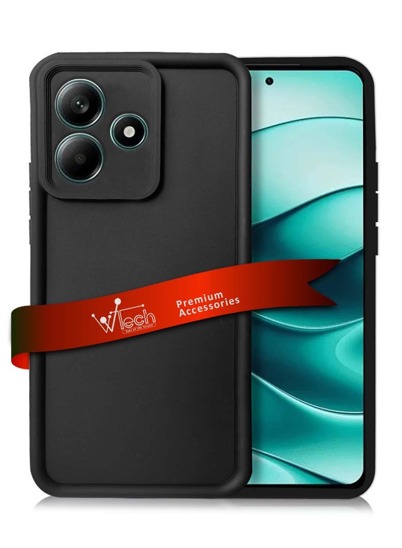 Wtech Xiaomi Redmi Note 14 5G 2024 Premium Soft Liquid Silicone Full Protective Raised Lips Edges and Camera Case Cover - Black - Image 1