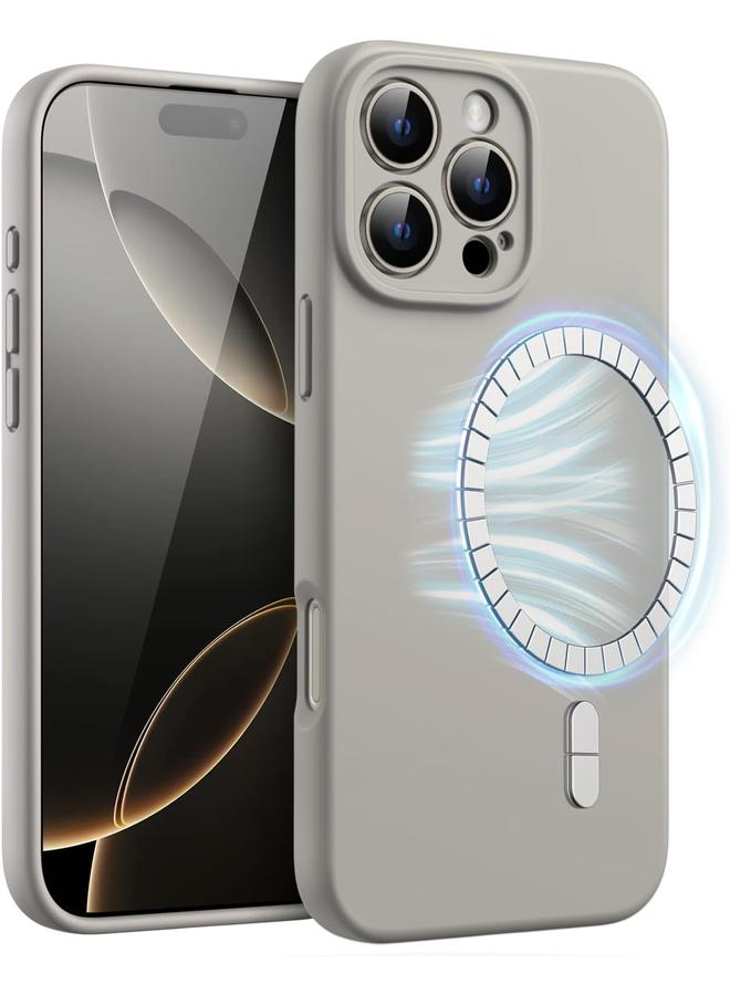 Jetech Magnetic Silicone Case For Iphone 16 Pro 6.3 Inch Compatible With Magsafe Silky Soft Touch Shock Absorbing Phone Cover With Camera Lens Full Protection Natural Titanium - Image 1