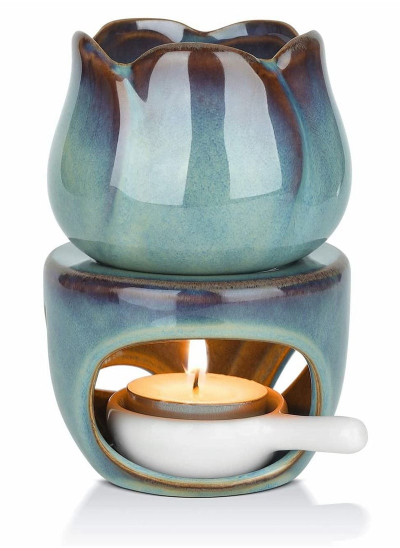 Excefore Wax Melt Essential Oil Burner, Removable Aromatherapy Burner Ceramic Aroma Oil Candle Diffuser Wax Tart Warmer  - Image 1