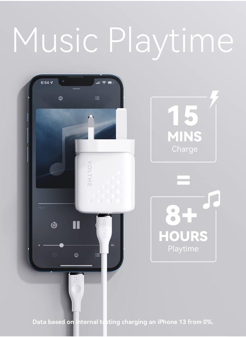 VOLTME - iPhone Charger Type C PD 20W Fast USB C Charger iPhone 15 Fast Charger Head Type-C Power Plug Universal Travel Adapter USB-C Plug for iPhone 15/15 Pro Max/15 Pro/15 Plus/14/13/12/11,etc (White) - Image 1