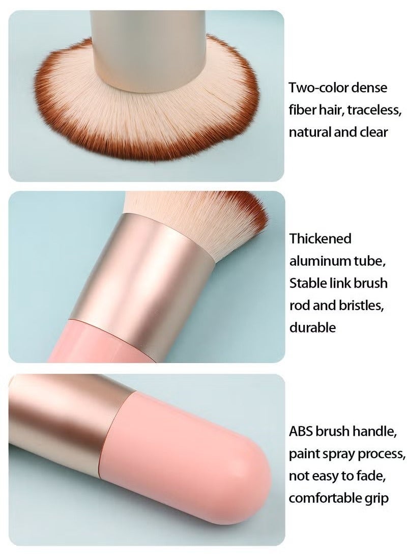 Foundation Brush for Liquid Makeup, Self Tanner Brush Flat Top Kabuki Professional Makeup Brushes Blending Mineral Powder Buffing Stippling Makeup Tools, Pink - Image 2