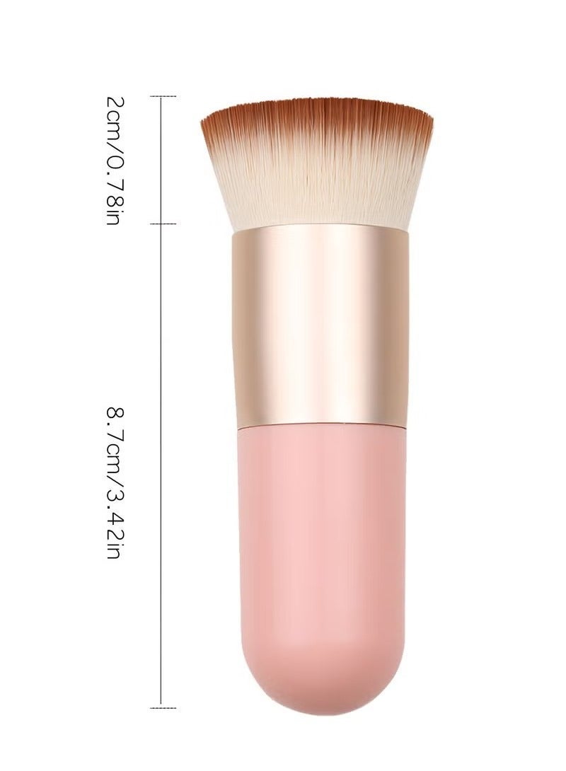 Foundation Brush for Liquid Makeup, Self Tanner Brush Flat Top Kabuki Professional Makeup Brushes Blending Mineral Powder Buffing Stippling Makeup Tools, Pink - Image 3