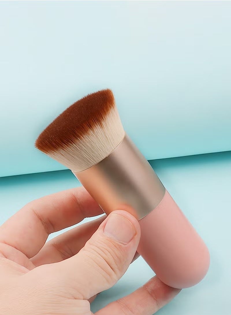 Foundation Brush for Liquid Makeup, Self Tanner Brush Flat Top Kabuki Professional Makeup Brushes Blending Mineral Powder Buffing Stippling Makeup Tools, Pink - Image 5