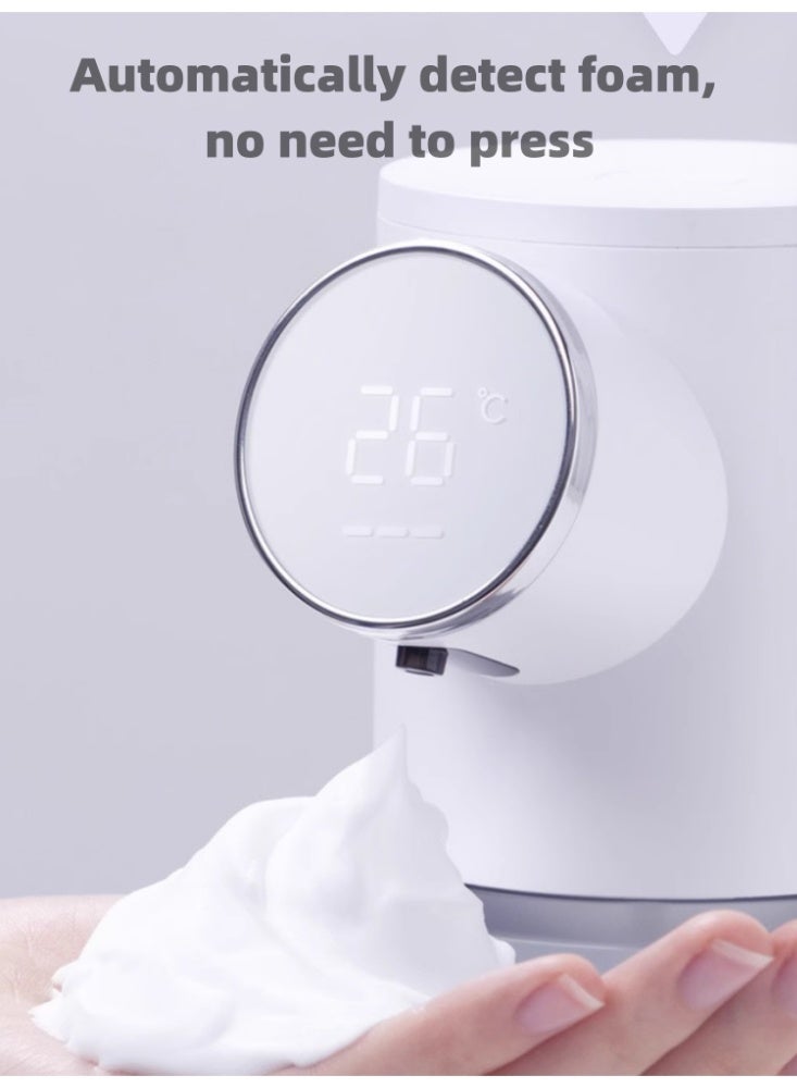 Automatic Induction Washing Phone Wall Mounted Soap Dispenser Charging LED Display Screen Pearl White Sensing Bubbles - Image 3
