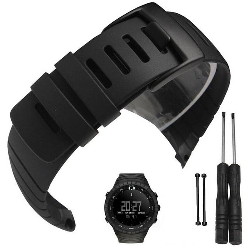 Picowe Watch Band Strap, Rubber Watch Replacement Band Strap Accessories Compatible with SUUNTO CORE All Black Series Watch SS014993000/SS013336000/SS013337000 - Image 1