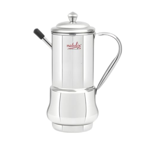 NATULIX Stainless Steel Oil Dispenser 1 Litre | Oil Pourer for Kitchen | Leak-Proof Spout | Heavy Duty Steel Oil Pot for Cooking, Mustard Oil & Ghee | Modern Oil Container (Kitchen King) - Image 1