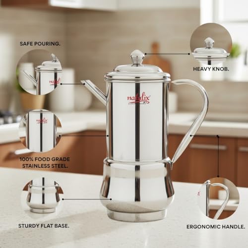 NATULIX Stainless Steel Oil Dispenser 1 Litre | Oil Pourer for Kitchen | Leak-Proof Spout | Heavy Duty Steel Oil Pot for Cooking, Mustard Oil & Ghee | Modern Oil Container (Kitchen King) - Image 4