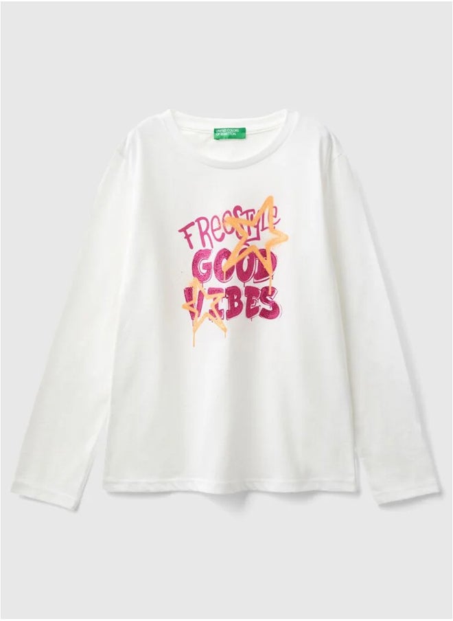 Benetton - Printed Long Sleeve T-shirt - Image 1