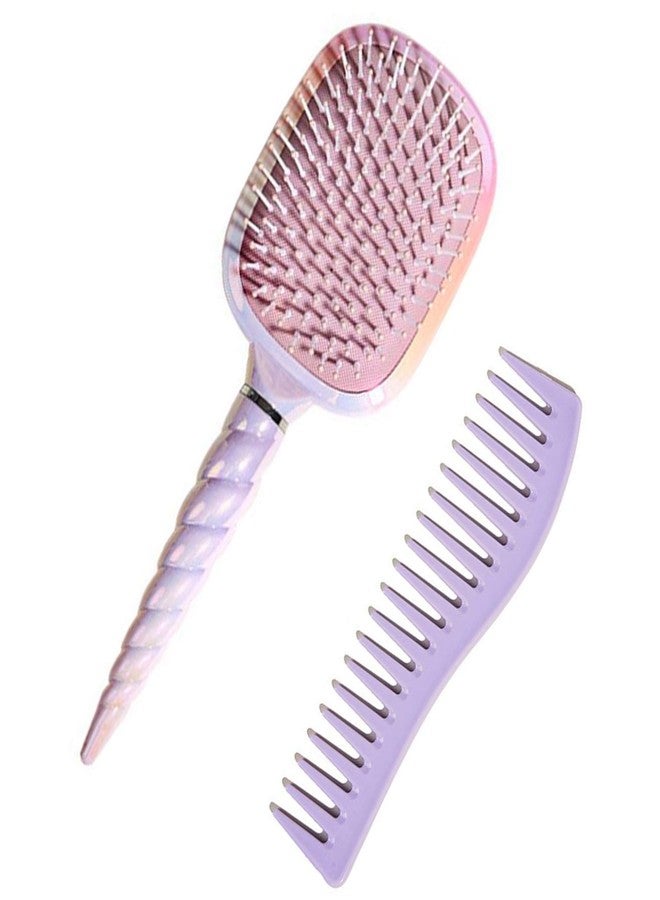 Aethland Paddle Hair Brush, Detangling Brush and Hair Comb Set for Women, for Blow Drying or Straightening Hair - Soft Comfort Bristles, Remove Tangle Hair Brush (Purple) - Image 1