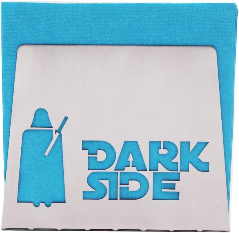 Finex SILVER Dark Side Light Side Premium Stainless Steel Napkin Holder Stand for home kitchen dinner table theme party RV camper restaurant - Image 1