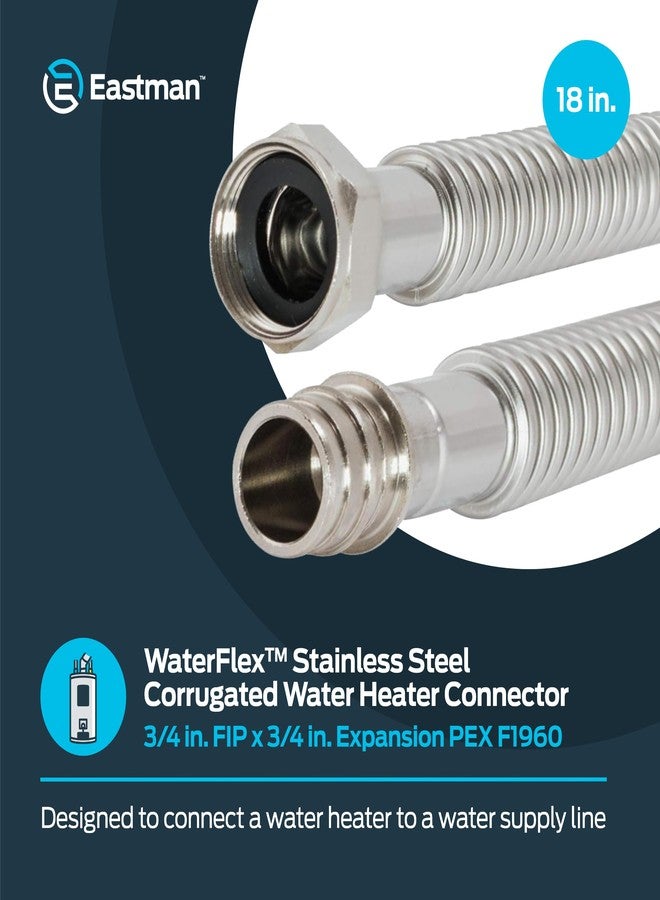 Eastman 18 Inch WaterFlex Expansion Water Heater Connector, 3/4 Inch FIP x 3/4 Inch Expansion PEX (F1960), Stainless Steel Corrugated Water Heater Supply Line, 438318 - Image 2