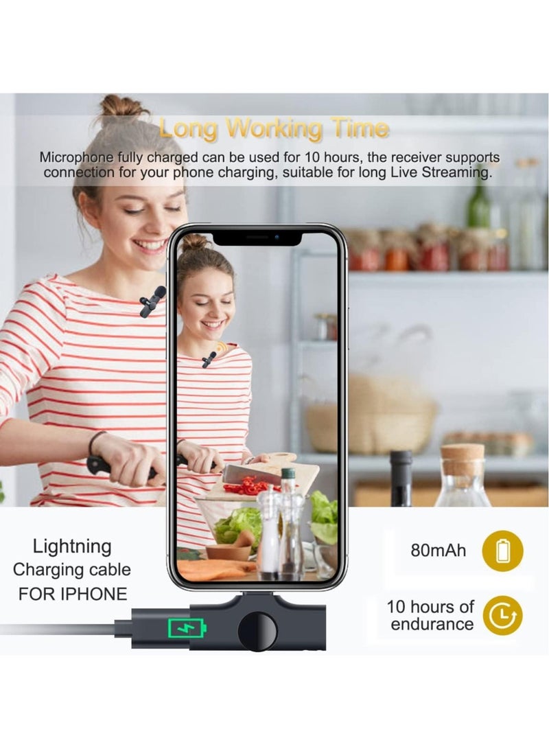 Wireless Lavalier Microphone for iPhone/iPad, Mini Plug-Play Wireless Lapel Mic for Recording TikTok YouTube Live, Noise Reduction/Monitor Sound/Reverberation Microphone - Image 5