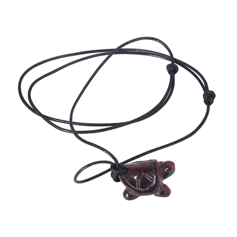 Turtle Pendant Necklace: Hand Carved Natural Semi Precious Stone - Adjustable Cord Healing Crystal Necklace for Meditation, Healing, Gift Giving - Image 3