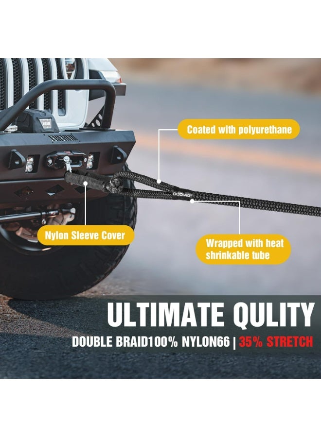 Oasisgalore 36000 LBS Kinetic Recovery Tow Rope with Soft Shackle，25mm x 9m,Heavy Duty Snatch Strap, 35% Elasticity Offroad Recovery Kit for Jeep Car Truck ATV UTV SUV, Black - Image 4