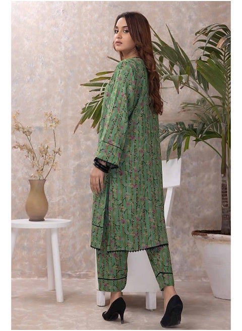 2PC Printed Dhanak Unstitched Suit