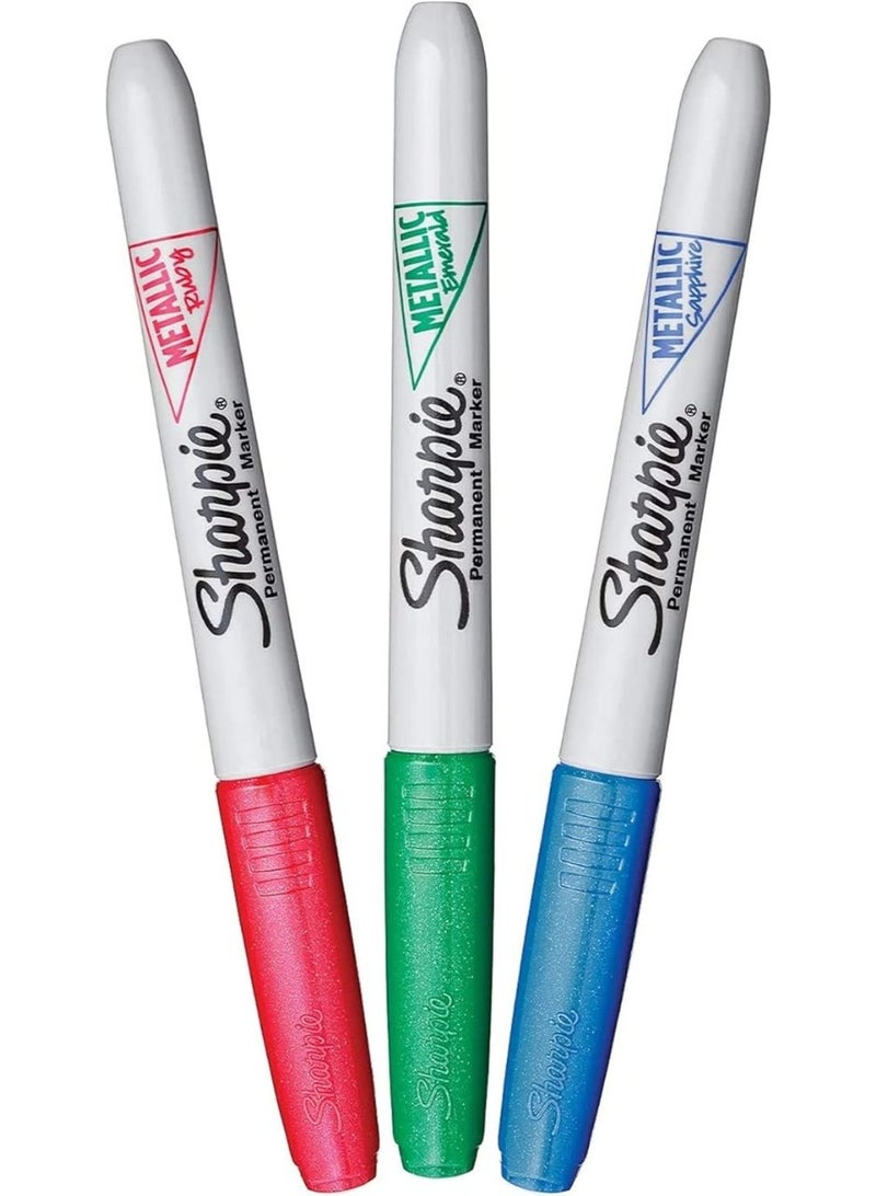 Sharpie Metallic Permanent Markers | Fine Point | Assorted Colours | 3 Count - Image 2
