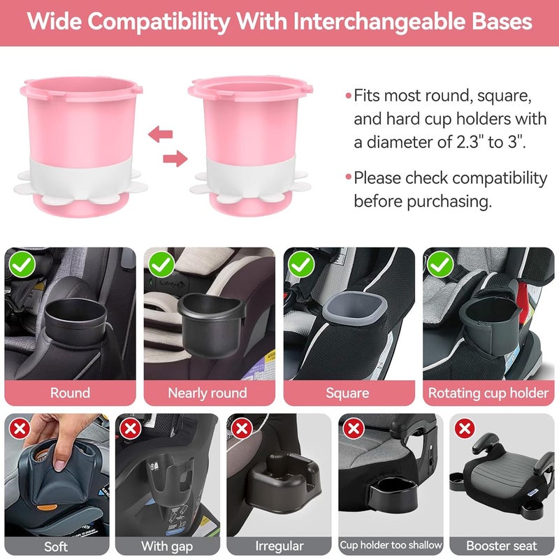 PPTSLID Car Seat Snack Tray: Travel Tray for Kids Carseat Cup Holder with Food Trays, Stroller Snacks Plate for Toddlers, Kid Road Trip Essentials, Pink - Image 3