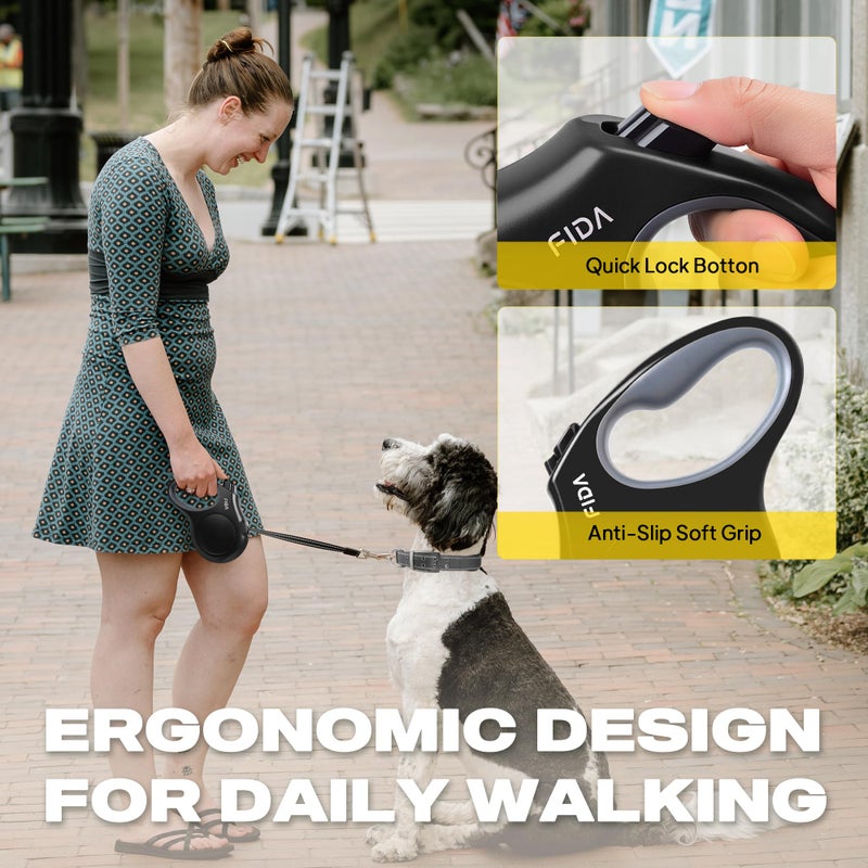 Fida Heavy Duty Retractable Dog Leash,16 ft Dog Walking Leash for Small Medium Dogs up to 44 lbs, Tangle Free. (Medium, Black) - Image 5
