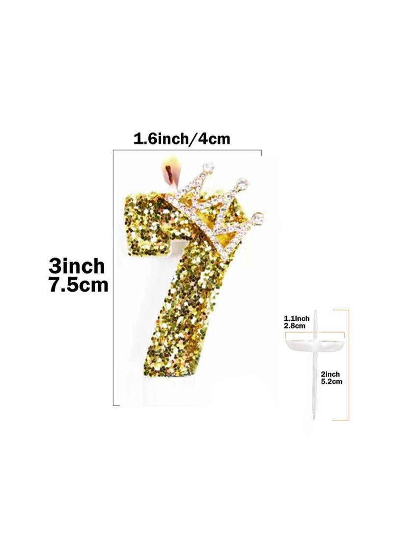 AVACraft Birthday Candle for Cake ,Gold Happy Birthday Candle, Cake Topper Decoration for Birthday Party,(Number 7)  - Image 2