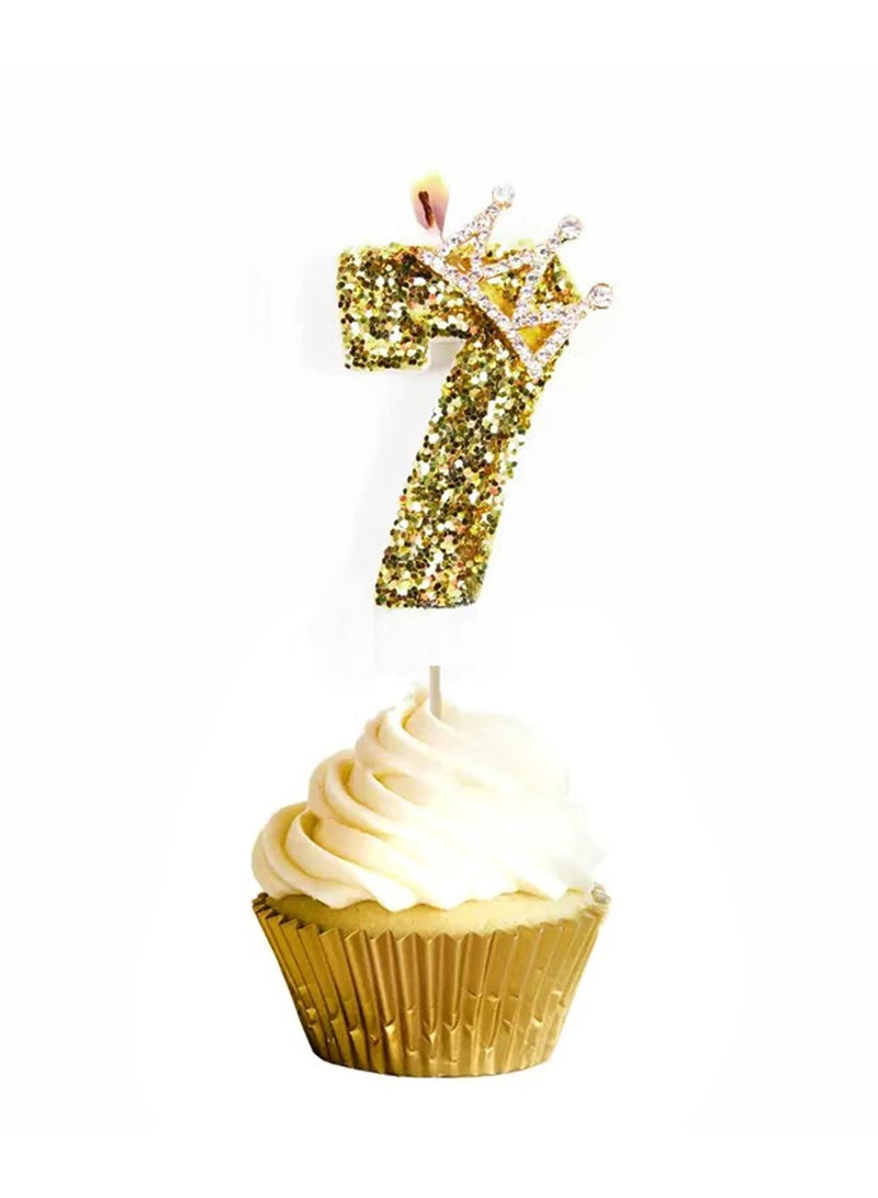 AVACraft Birthday Candle for Cake ,Gold Happy Birthday Candle, Cake Topper Decoration for Birthday Party,(Number 7)  - Image 1
