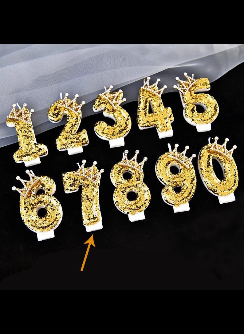AVACraft Birthday Candle for Cake ,Gold Happy Birthday Candle, Cake Topper Decoration for Birthday Party,(Number 7)  - Image 3