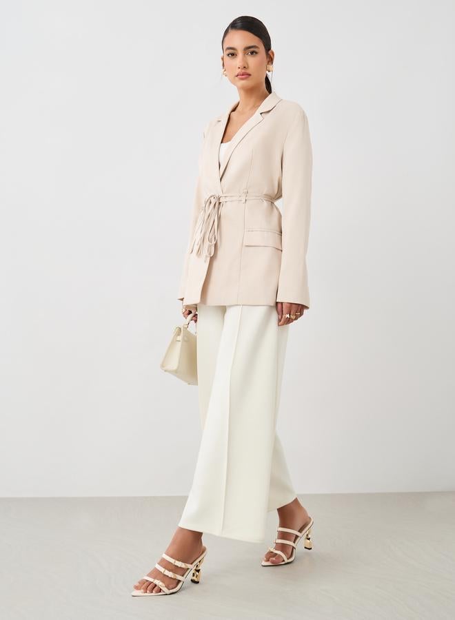 Styli Styli Regular Fit Linen Look Belted Blazer - Image 2