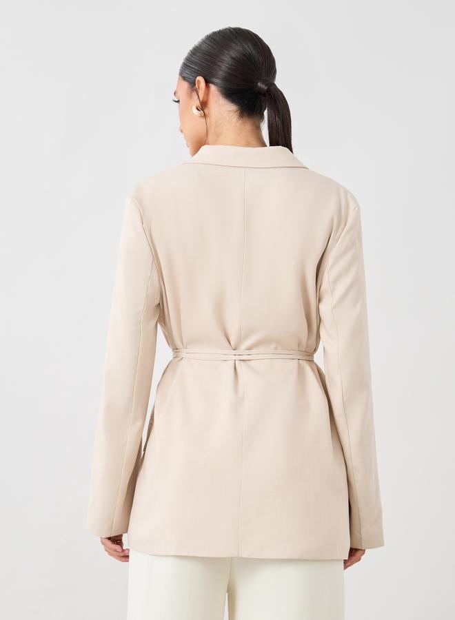 Styli Styli Regular Fit Linen Look Belted Blazer - Image 4