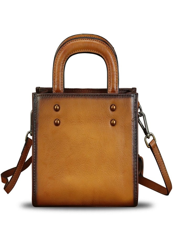 IVTG Genuine Leather Small Crossbody Bag for Women Vintage Real Leather Shoulder Bag Handbag Satchel Purse Phone Bag with Strap (Brown) - Image 1
