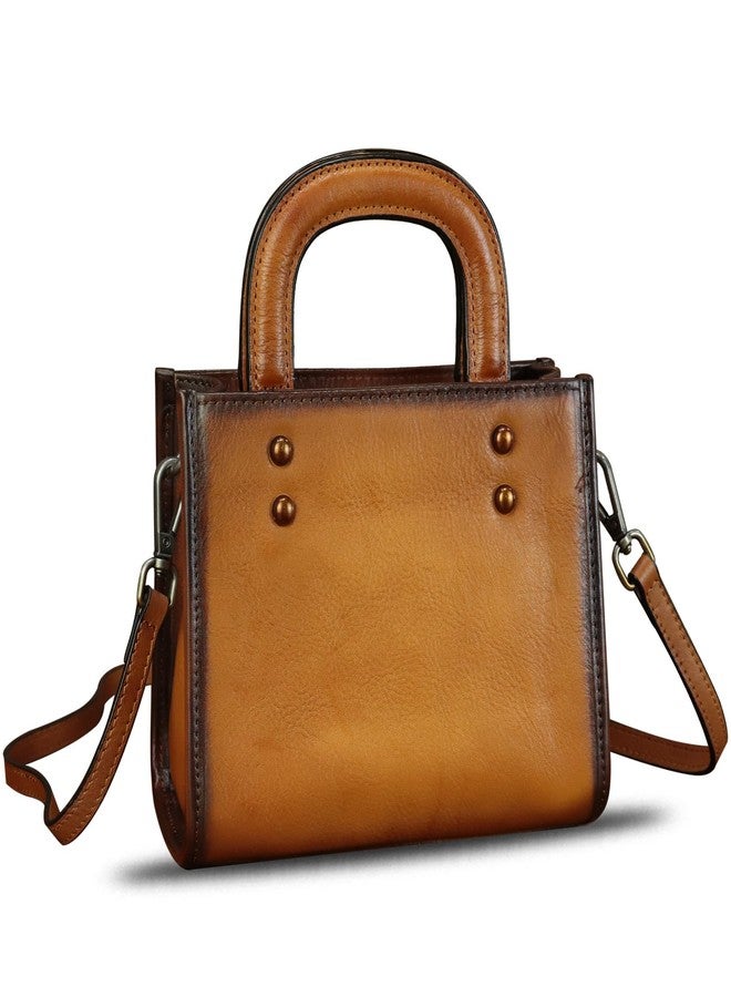 IVTG Genuine Leather Small Crossbody Bag for Women Vintage Real Leather Shoulder Bag Handbag Satchel Purse Phone Bag with Strap (Brown) - Image 2