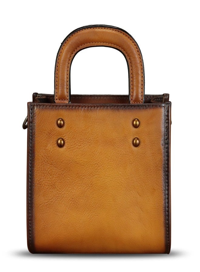 IVTG Genuine Leather Small Crossbody Bag for Women Vintage Real Leather Shoulder Bag Handbag Satchel Purse Phone Bag with Strap (Brown) - Image 3