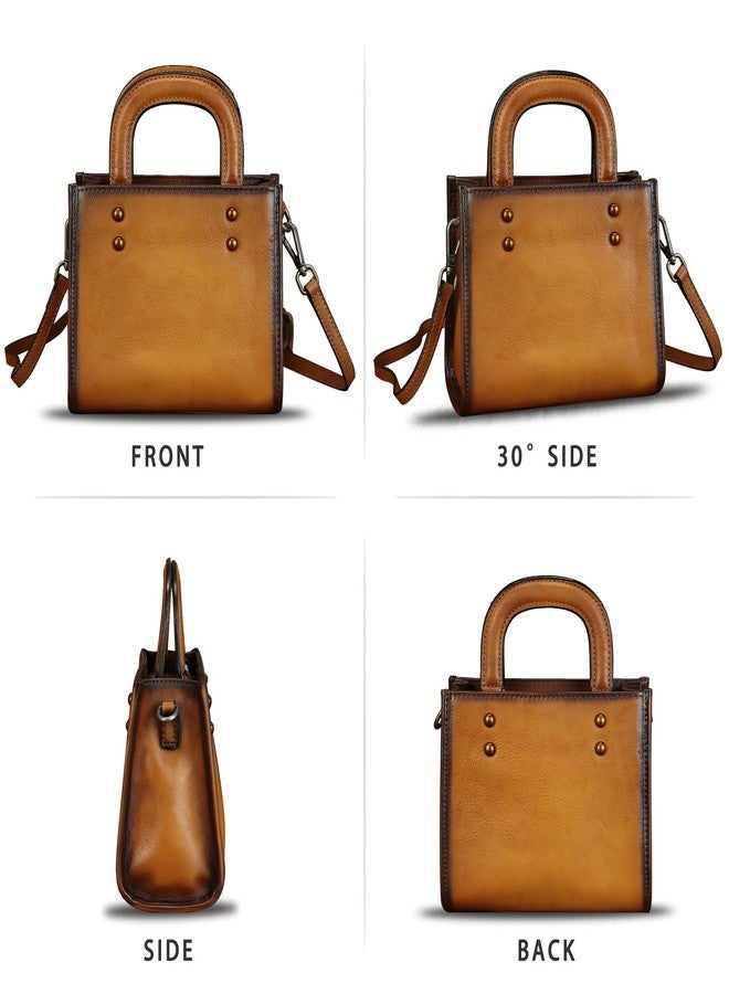 IVTG Genuine Leather Small Crossbody Bag for Women Vintage Real Leather Shoulder Bag Handbag Satchel Purse Phone Bag with Strap (Brown) - Image 4