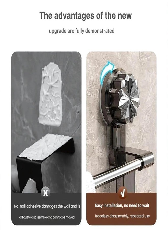 REWOP No-Drill Towel Rack for Bathroom, Towel Holder in Bathroom, Wall Mounted Bathroom Towel Rack - Suction Cup Double Rod Wall Shelf for Towels & Clothes (23 Inch) - Image 4