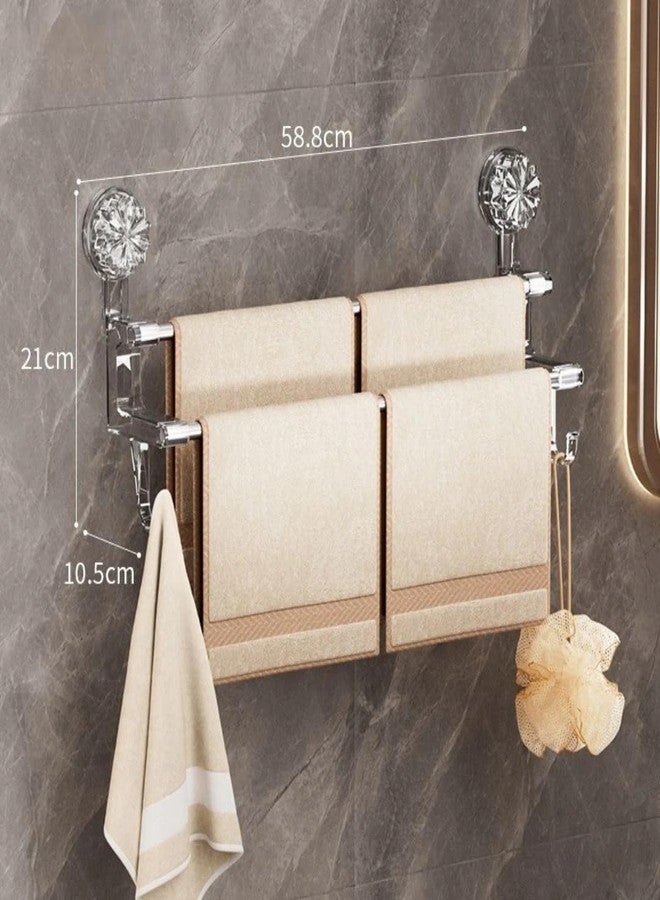 REWOP No-Drill Towel Rack for Bathroom, Towel Holder in Bathroom, Wall Mounted Bathroom Towel Rack - Suction Cup Double Rod Wall Shelf for Towels & Clothes (23 Inch) - Image 5