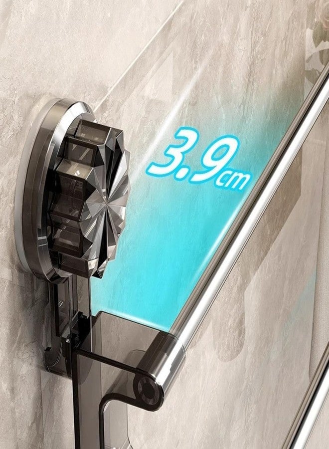 REWOP No-Drill Towel Rack for Bathroom, Towel Holder in Bathroom, Wall Mounted Bathroom Towel Rack - Suction Cup Double Rod Wall Shelf for Towels & Clothes (23 Inch) - Image 2