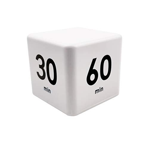 Feilifan Kitchen Cube Timer, Kids Timer for ADHD Productivity Workout Flip Classroom for StudyTime Countdown Management Settings 15 20 30 60 Mins, White - Image 1