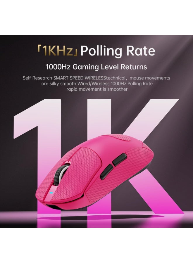 Attack Shark X8SE Wireless Gaming Mouse, Adjustable 25K DPI PAW3311 Optical Sensor, Ergonomic 59g Lightweight, Triple Modes 2.4G/BT/USB-C, 500mAH Battery, 5 Programmable Buttons for PC/Mac- Berry Red - Image 4