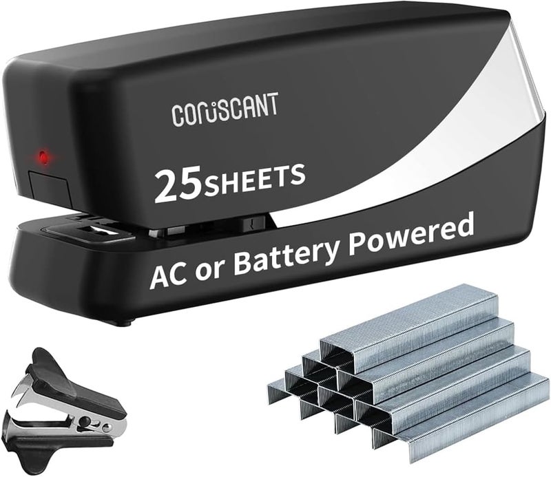 coruscant Electric Stapler, Automatic Stapler, Heavy Duty，25 Sheet, Store 210 Staples，Including 2000 Staples,and 1 Staple Remover, Electric Desktop AC or Battery Powered for Home/Office Use - Image 1