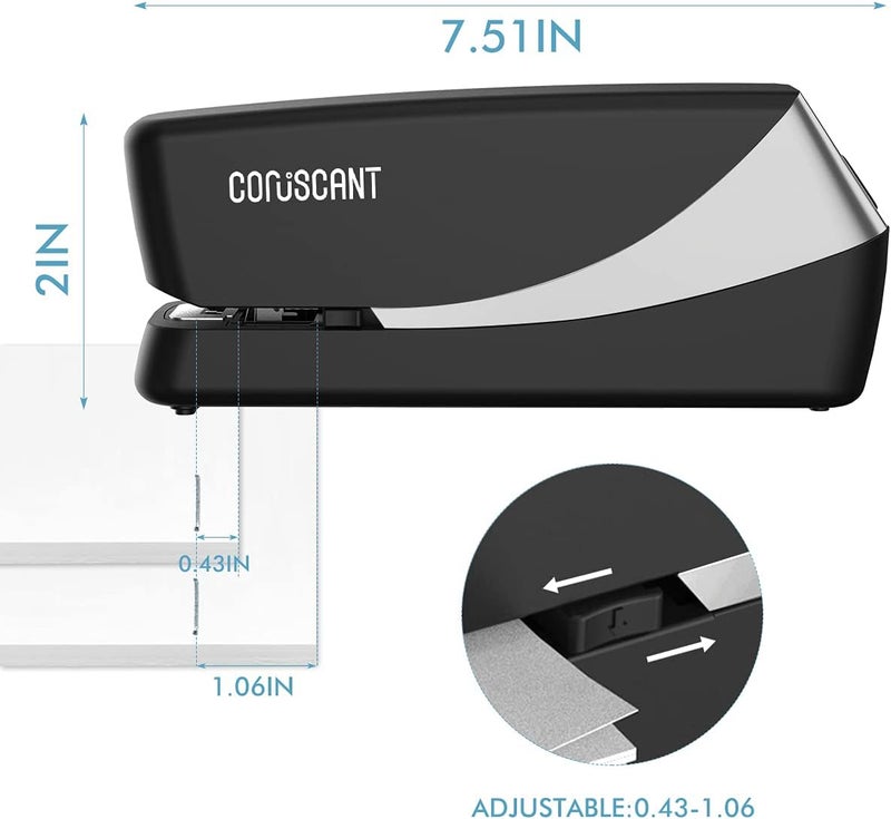 coruscant Electric Stapler, Automatic Stapler, Heavy Duty，25 Sheet, Store 210 Staples，Including 2000 Staples,and 1 Staple Remover, Electric Desktop AC or Battery Powered for Home/Office Use - Image 2