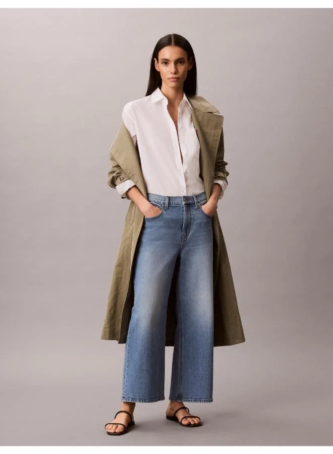 Calvin Klein Jeans Brilliant White Relaxed Monogram Poplin Shirt for Women | Best Price UAE