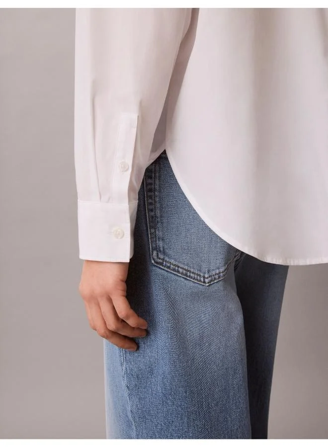 Calvin Klein Jeans Brilliant White Relaxed Monogram Poplin Shirt for Women | Best Price UAE