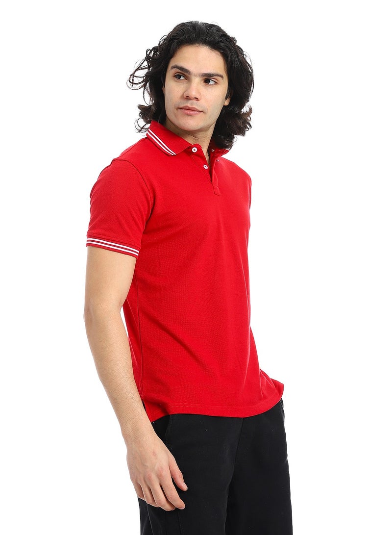 Andora Elite Stripe Pique Polo Shirt _ Red  - Image 2